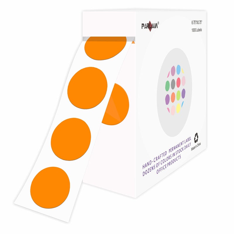 PARLAIM 3/4"" Round Color-Coding Circle Dot Labels in Roll  1000 Stickers  0.75 inch for Family and Office  Orange - Image 1